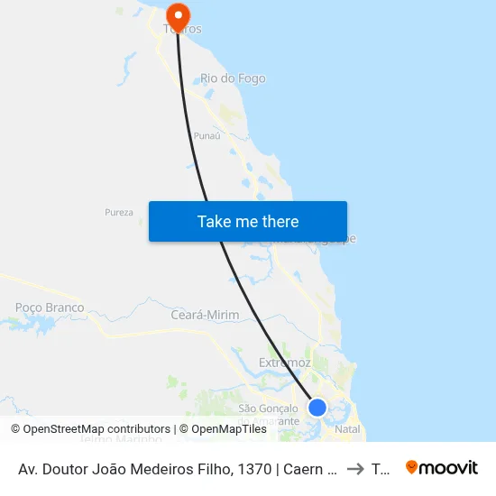 Av. Doutor João Medeiros Filho, 1370 | Caern - Núcleo De Atendimento Zona Norte to Touros map