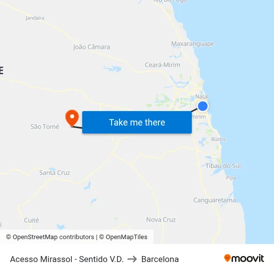 Acesso Mirassol - Sentido V.D. to Barcelona map