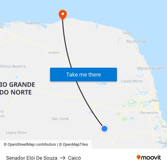 Senador Elói De Souza to Caicó map