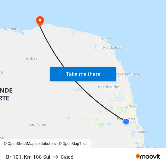 Br-101, Km 108 Sul to Caicó map