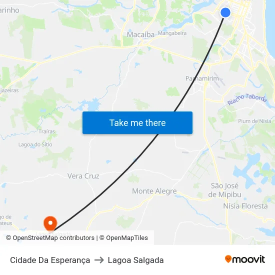 Cidade Da Esperança to Lagoa Salgada map