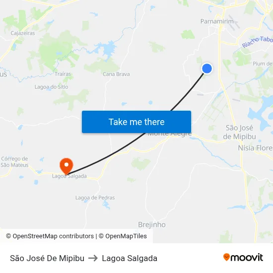 São José De Mipibu to Lagoa Salgada map