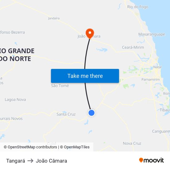 Tangará to João Câmara map