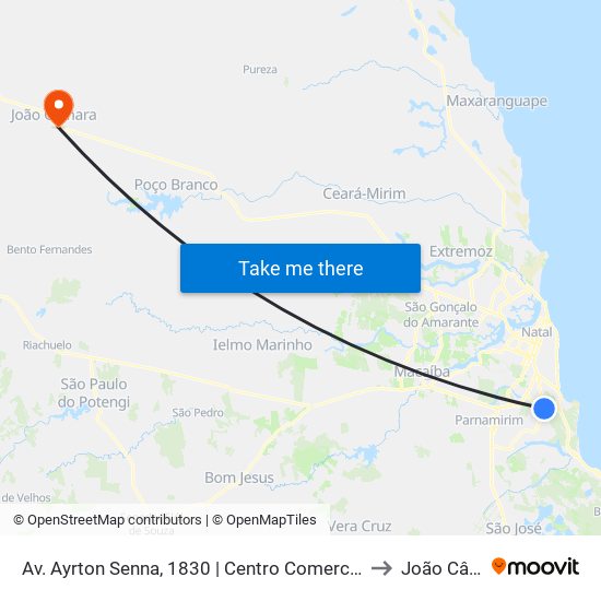Av. Ayrton Senna, 1830 | Centro Comercial Ayrton Senna to João Câmara map