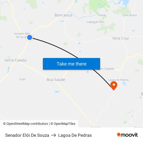 Senador Elói De Souza to Lagoa De Pedras map