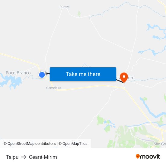 Taipu to Ceará-Mirim map