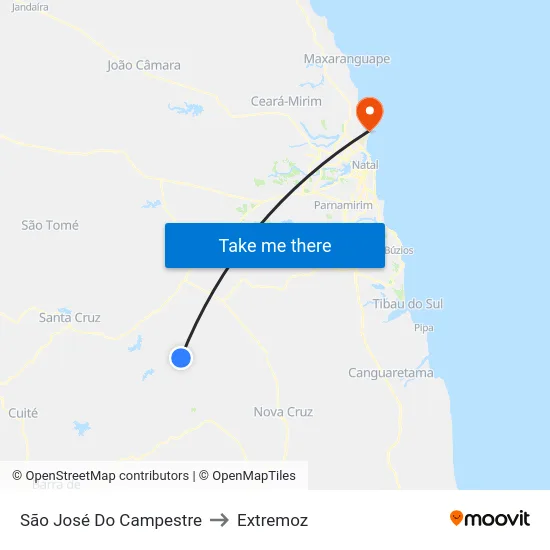 São José Do Campestre to Extremoz map