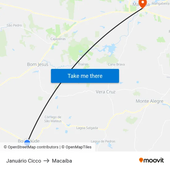 Januário Cicco to Macaíba map