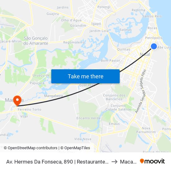 Av. Hermes Da Fonseca, 890 | Restaurante Thin San to Macaíba map