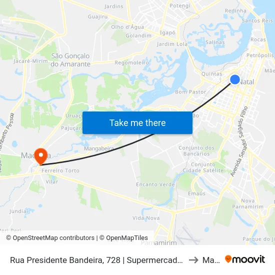 Rua Presidente Bandeira, 728 | Supermercado Nordestão Alecrim - Intermunicipal to Macaíba map