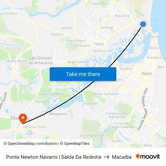 Ponte Newton Navarro | Saída Da Redinha to Macaíba map