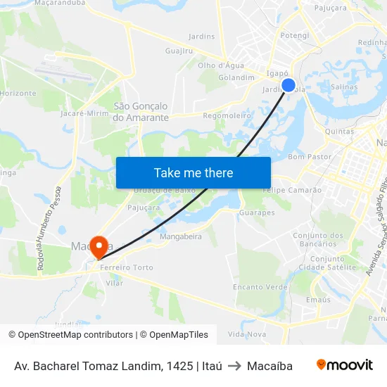 Av. Bacharel Tomaz Landim, 1425 | Itaú to Macaíba map