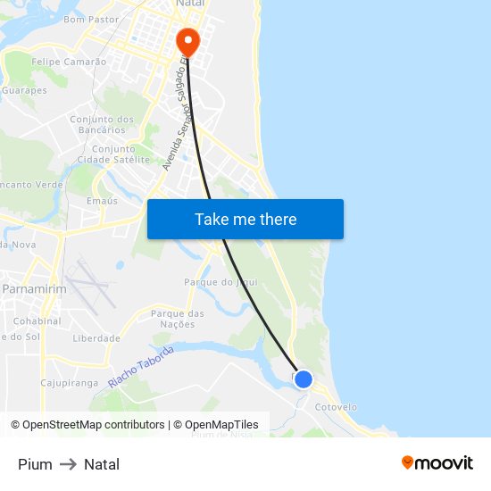 Pium to Natal map