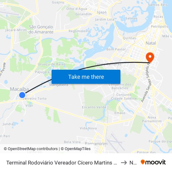 Terminal Rodoviário Vereador Cícero Martins De Macedo | Macaíba to Natal map