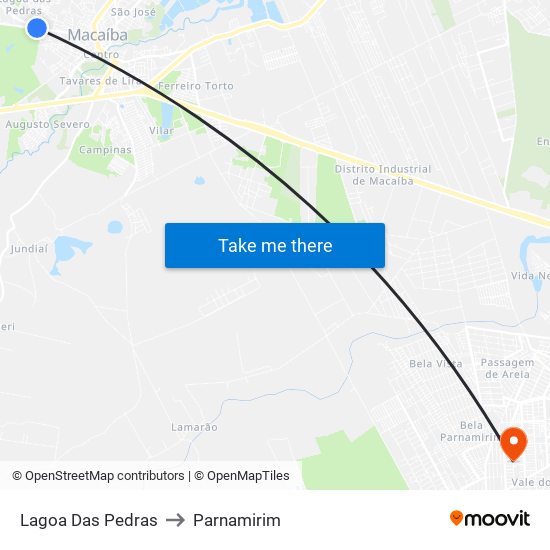 Lagoa Das Pedras to Parnamirim map