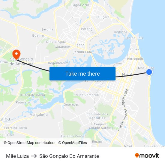 Mãe Luiza to São Gonçalo Do Amarante map