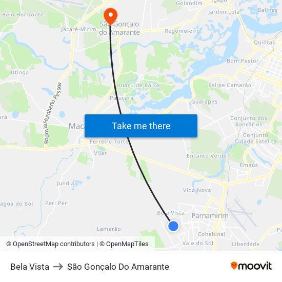 Bela Vista to São Gonçalo Do Amarante map