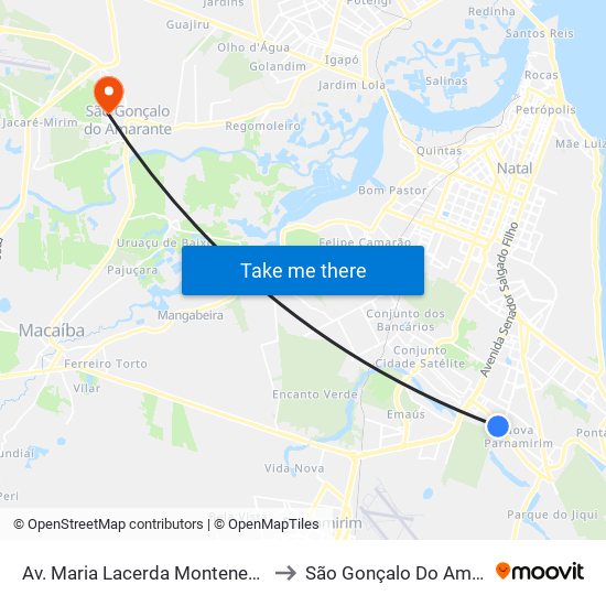 Av. Maria Lacerda Montenegro, 401 to São Gonçalo Do Amarante map