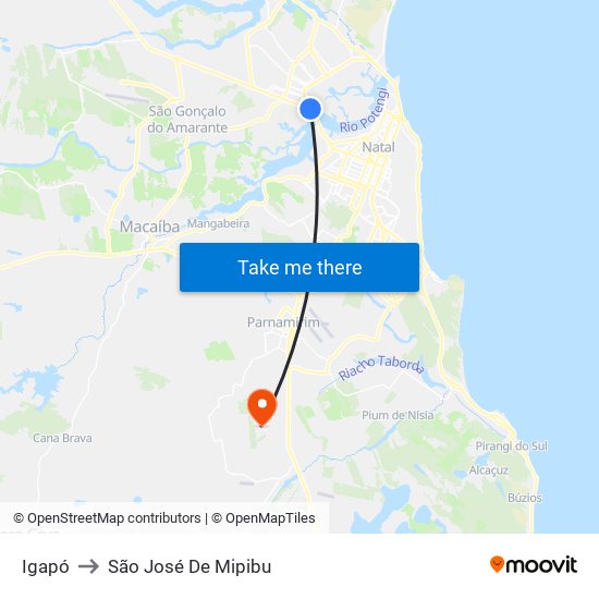 Igapó to São José De Mipibu map