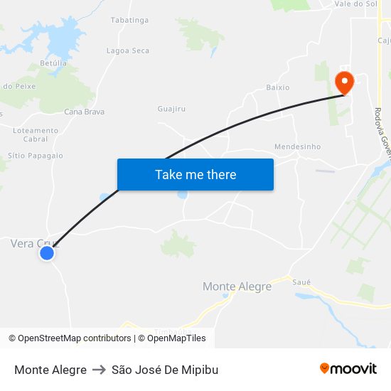 Monte Alegre to São José De Mipibu map