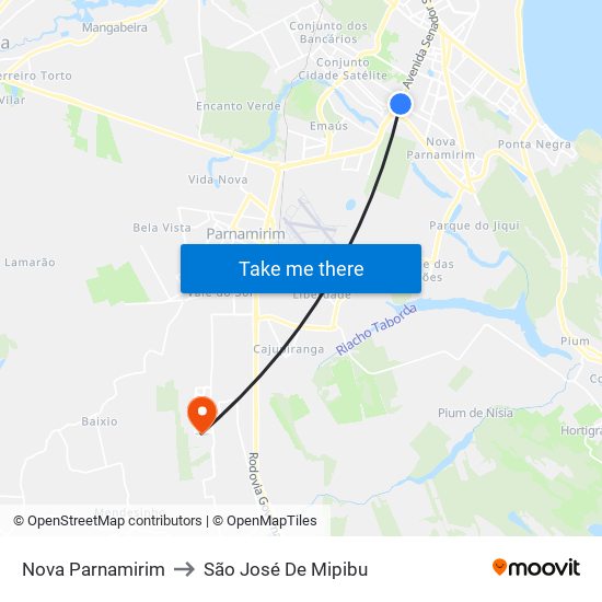 Nova Parnamirim to São José De Mipibu map