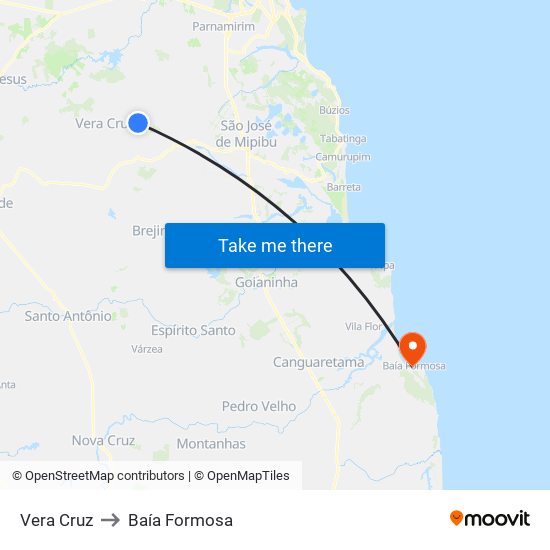Vera Cruz to Baía Formosa map