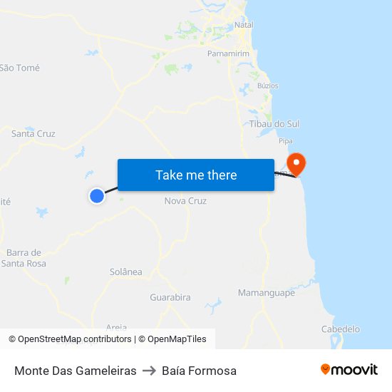 Monte Das Gameleiras to Baía Formosa map