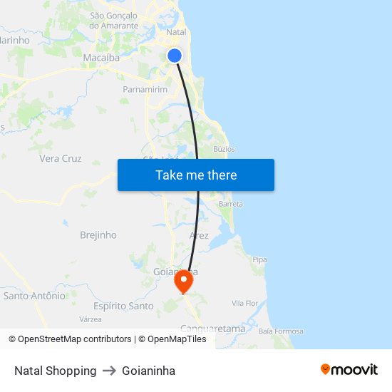 Natal Shopping to Goianinha map