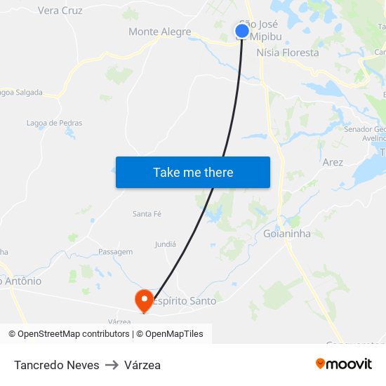 Tancredo Neves to Várzea map