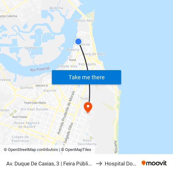 Av. Duque De Caxias, 3 | Feira Pública Das Rocas / Mercado Municipal Das Rocas to Hospital Doutor João Machado map