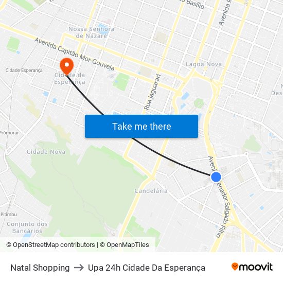 Natal Shopping to Upa 24h Cidade Da Esperança map