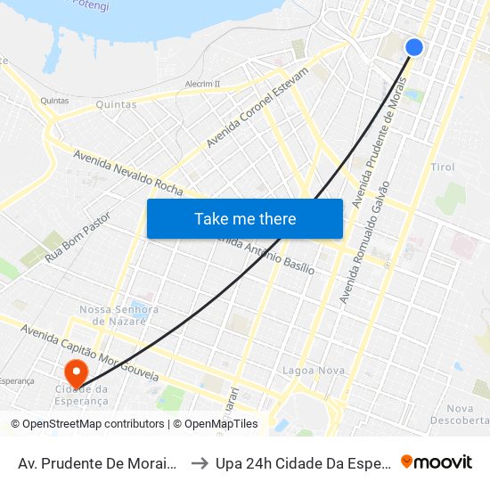 Av. Prudente De Morais, 938 to Upa 24h Cidade Da Esperança map