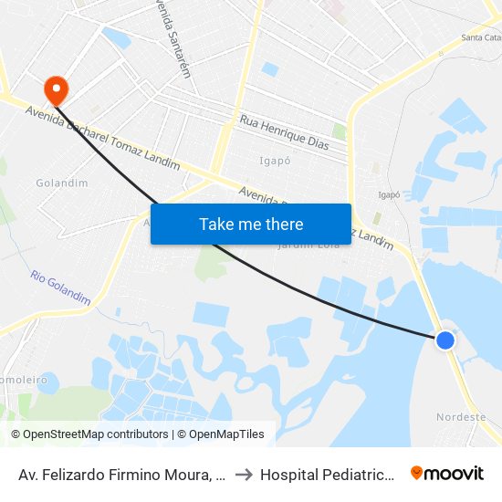 Av. Felizardo Firmino Moura, 3900 | Comunidade Do Mosquito to Hospital Pediatrico Maria Alice Fernandes map