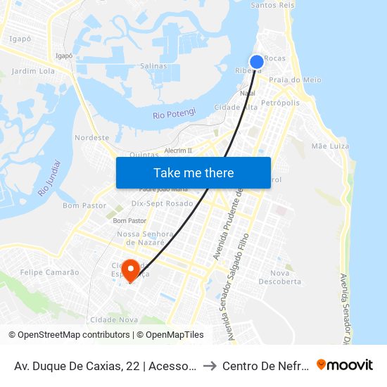 Av. Duque De Caxias, 22 | Acesso À Rua Chile / Banco Do Brasil to Centro De Nefrologia De Natal map