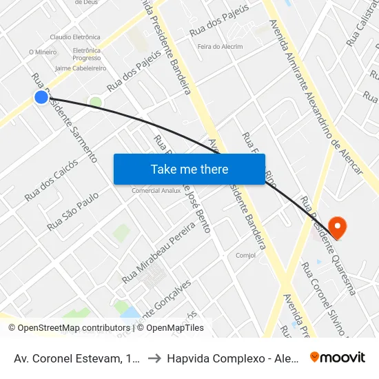 Av. Coronel Estevam, 1551 to Hapvida Complexo - Alecrim map