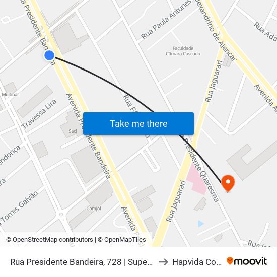 Rua Presidente Bandeira, 728 | Supermercado Nordestão Alecrim - Intermunicipal to Hapvida Complexo - Alecrim map