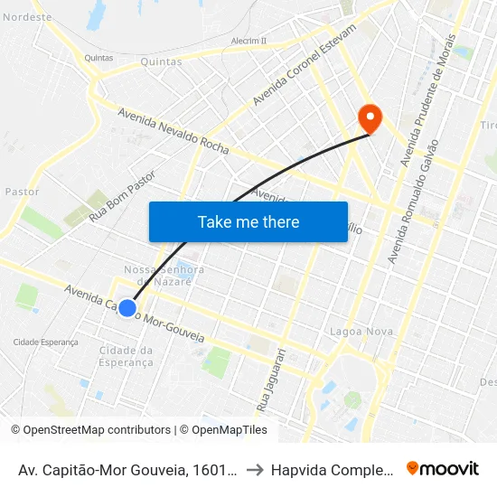 Av. Capitão-Mor Gouveia, 1601 | Rodoviária Nova to Hapvida Complexo - Alecrim map