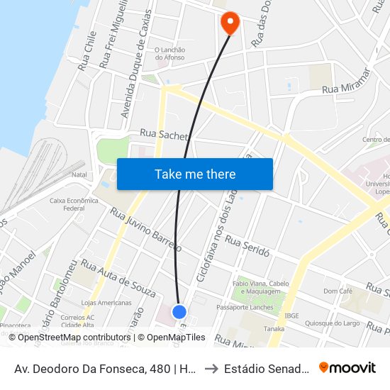 Av. Deodoro Da Fonseca, 480 | Hospital Infantil Varela Santiago to Estádio Senador João Câmara map