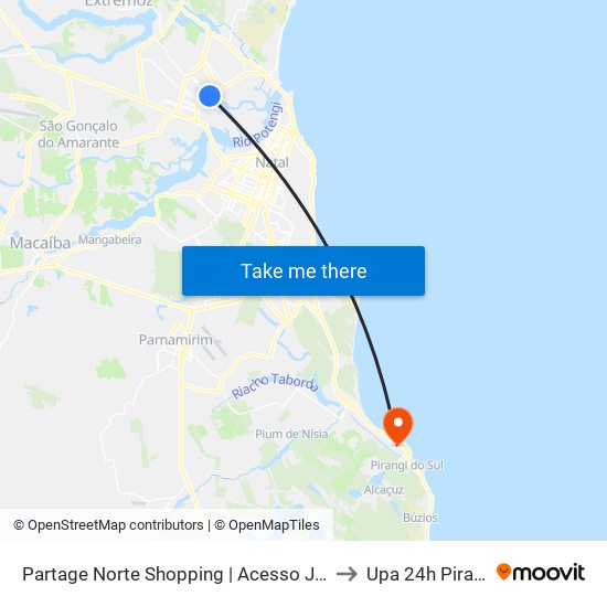 Partage Norte Shopping | Acesso João Medeiros Filho to Upa 24h Pirangi Praia map