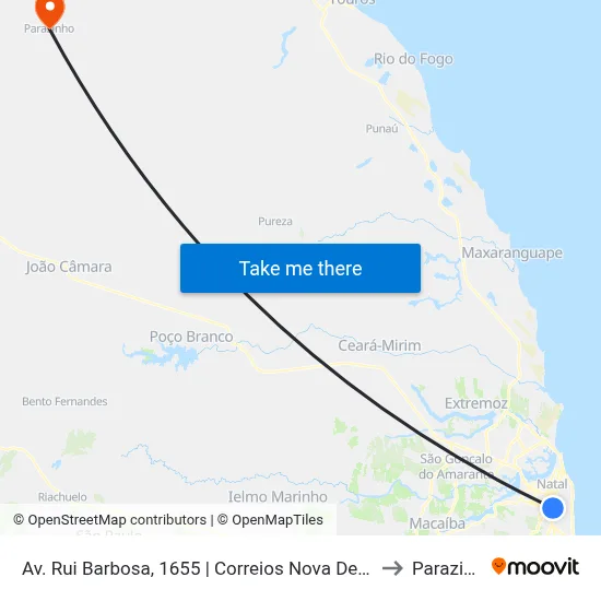 Av. Rui Barbosa, 1655 | Correios Nova Descoberta to Parazinho map