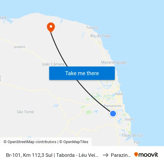 Br-101, Km 112,3 Sul | Taborda - Léu Veículos to Parazinho map
