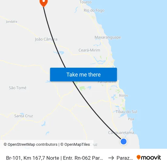 Br-101, Km 167,7 Norte | Entr. Rn-062 Para Baía Formosa to Parazinho map