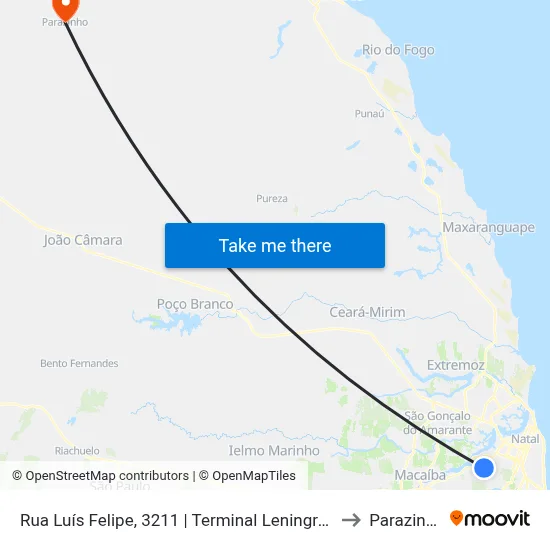 Rua Luís Felipe, 3211 | Terminal Leningrado to Parazinho map