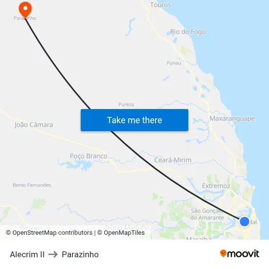 Alecrim II to Parazinho map