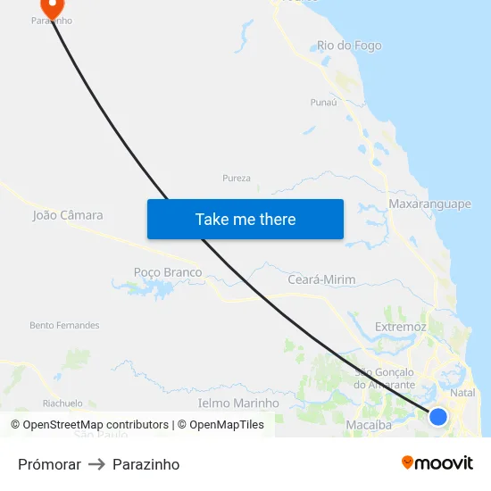 Prómorar to Parazinho map