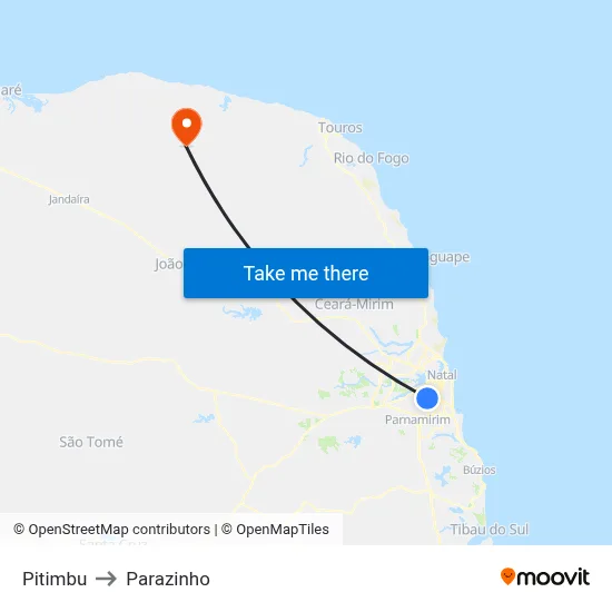 Pitimbu to Parazinho map