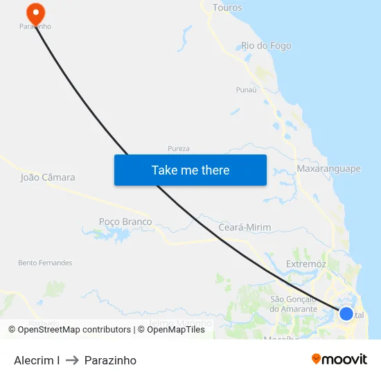 Alecrim I to Parazinho map