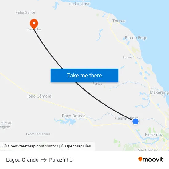 Lagoa Grande to Parazinho map