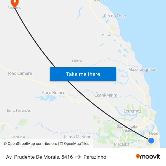 Av. Prudente De Morais, 5416 to Parazinho map