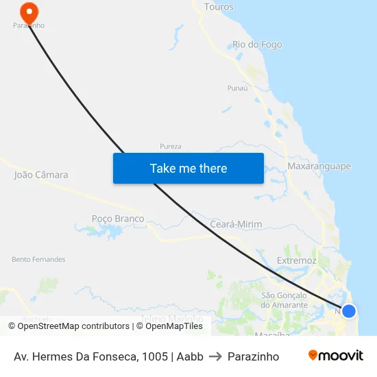 Av. Hermes Da Fonseca, 1005 | Aabb to Parazinho map